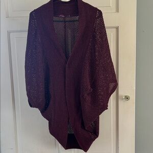 Prana Open-Front Chunky Knit Cardigan - Burgundy